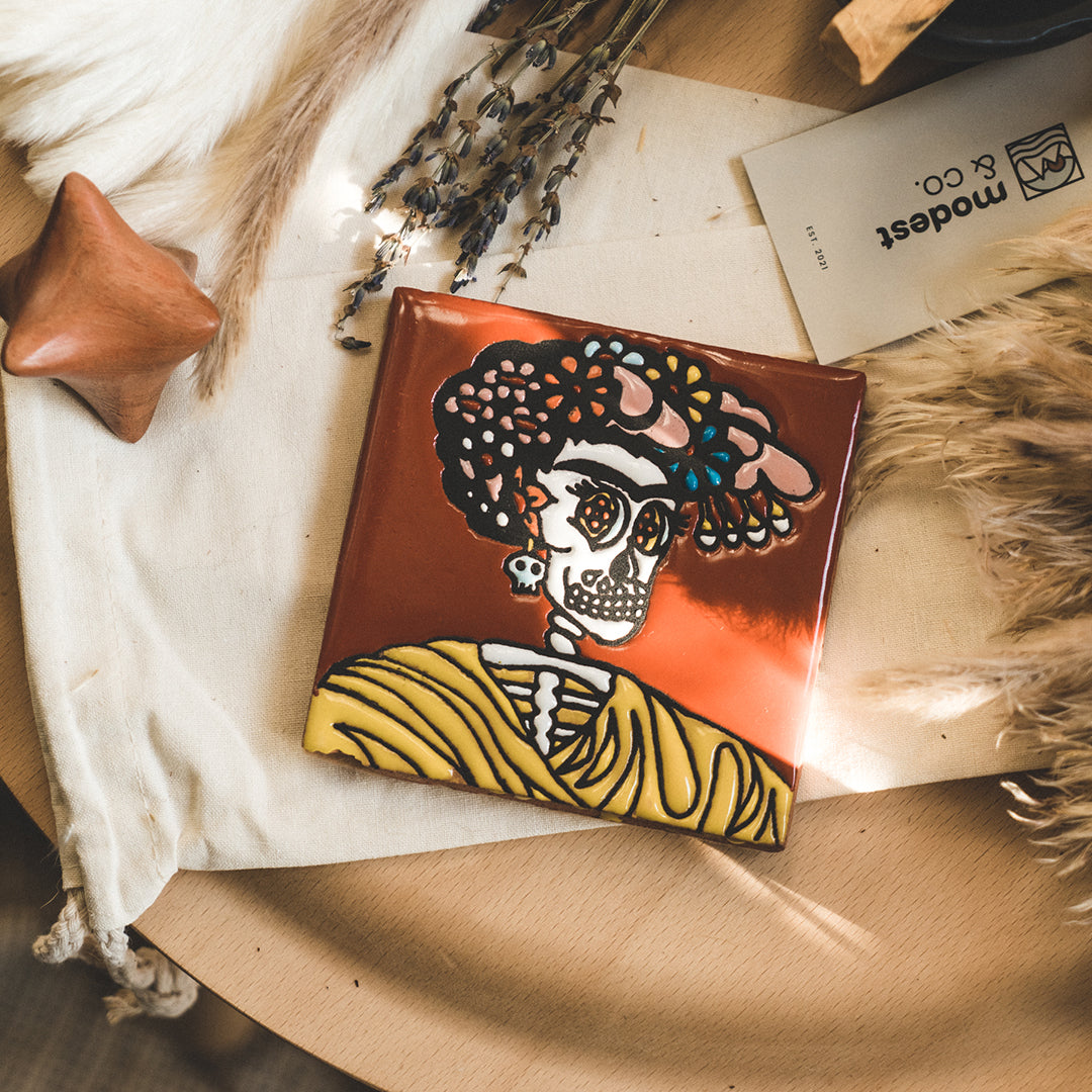 Modest&Co. Frida Skeleton Coaster Set | Unique Coasters - Set of 4